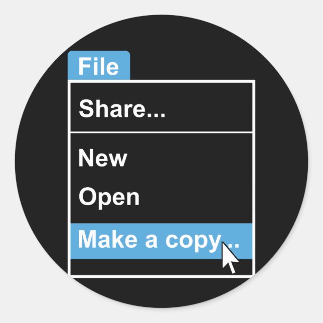 Sticker Rond Fichier faire une copie de l'informatique (Devant)