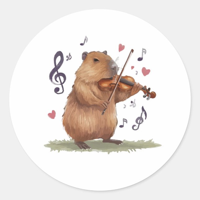 Sticker Rond fiddler capybara (Devant)
