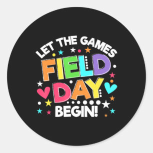 Sticker Rond Field Day Laisser Les Jeux Commencer Les Enfants G