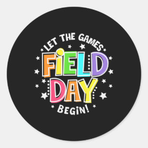 Sticker Rond Field Day Laisser Les Jeux Commencer Les Enfants G