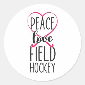 Sticker Rond Field Hockey Heart Peace Love Field Hockey 