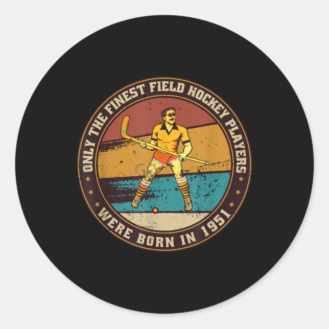 Sticker Rond Field-hockey-players Born In 1951 Birthday Field-h (Devant)