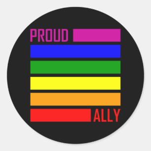 Sticker Rond FIER ALLY FLAG LGBT Pride Mois LGBTQ Rainbow