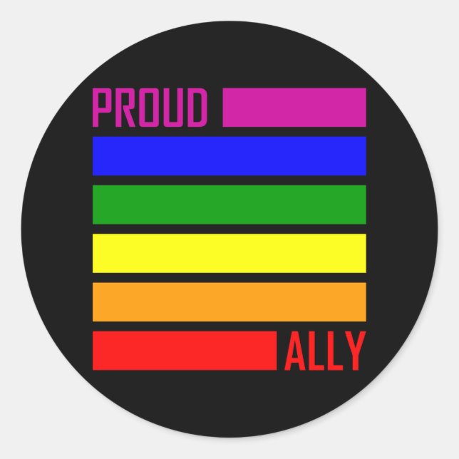 Sticker Rond FIER ALLY FLAG LGBT Pride Mois LGBTQ Rainbow (Devant)