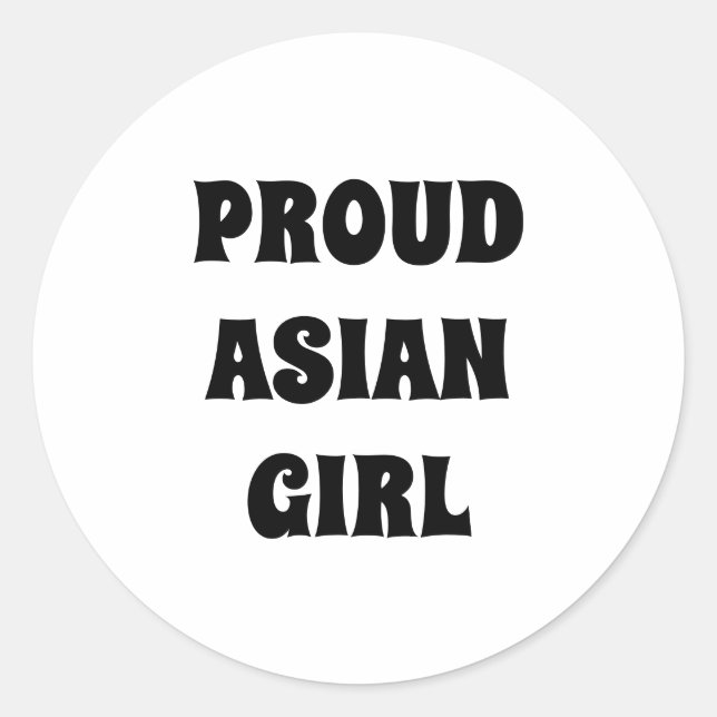 Sticker Rond Fier asiatique fille, noir blanc (Devant)