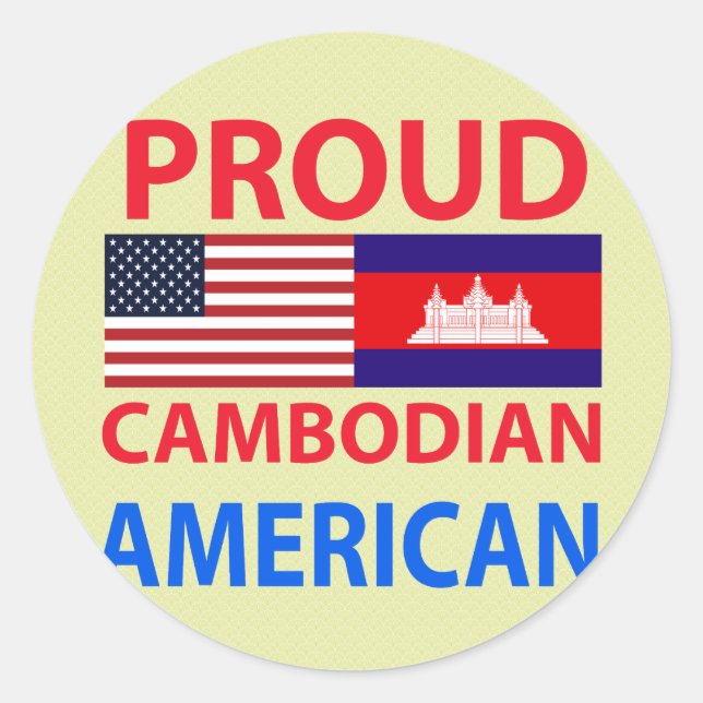 Sticker Rond Fier Cambodgien Américain (Devant)