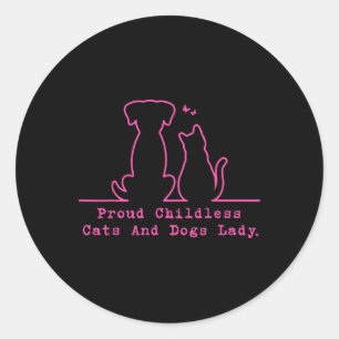 Sticker Rond Fier Chats Et Chiens Sans Enfants Femme Vintage