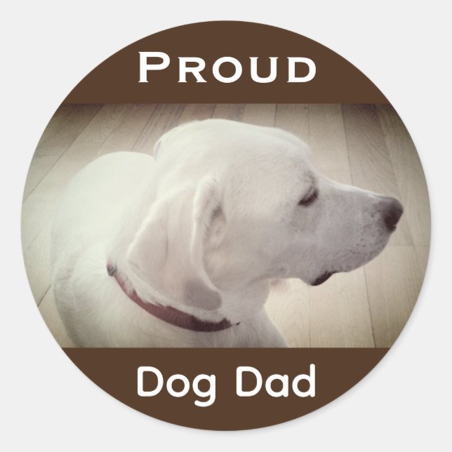 Sticker Rond Fier Chien Papa Sombre Brown (Devant)