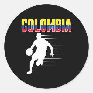 Sticker Rond Fier Colombia Sketll Fans Jersey Colombien Drapeau