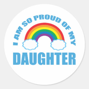 Sticker Rond Fier de ma fille Gay pride arc-en-ciel Parent
