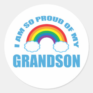 Sticker Rond Fier de mes grands-parents arc-en-ciel de mon peti