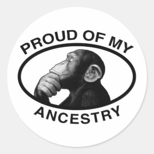 Sticker Rond Fier de mon chimpanzé d'ascendance