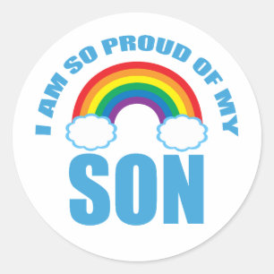 Sticker Rond Fier de mon fils Gay pride arc-en-ciel Parent