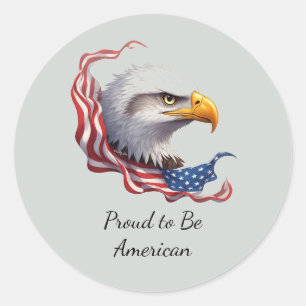 Sticker Rond Fier d'être américain, Cadeau patriotique Drapeau 