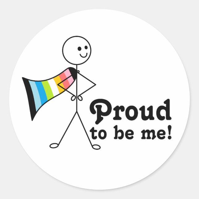 Sticker Rond Fier d'être moi Queer Pride super héros (Devant)