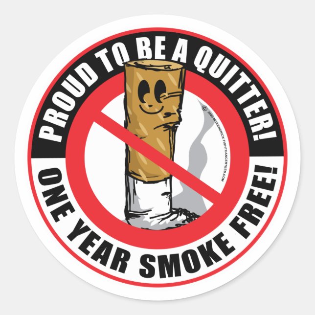 Sticker Rond Fier D'Être Un Quitter 1 An (Devant)