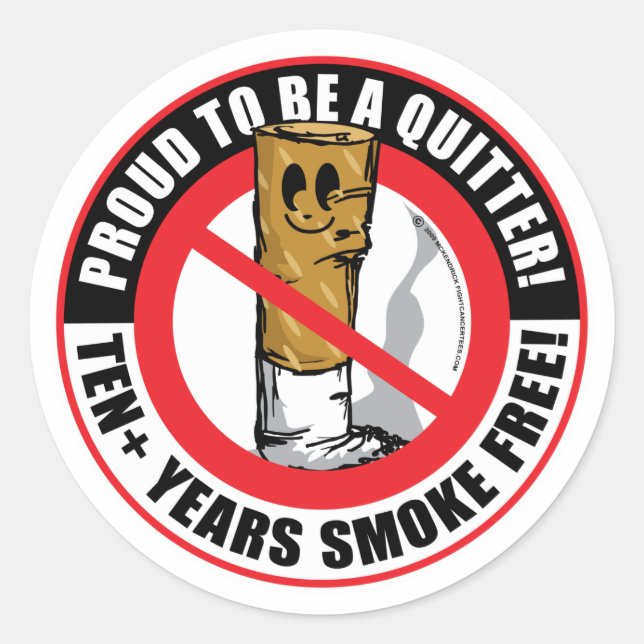 Sticker Rond Fier D'Être Un Quitter De Plus De 10 Ans (Devant)