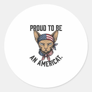 Sticker Rond Fier d'être un T-shirt de chat patriotique américa