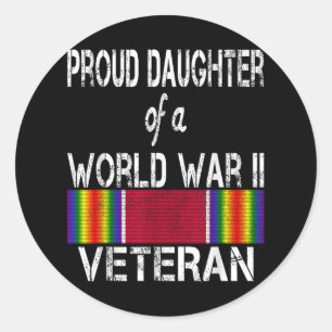 Sticker Rond Fier Fille D'Une Deuxième Guerre Mondiale Vétéran
