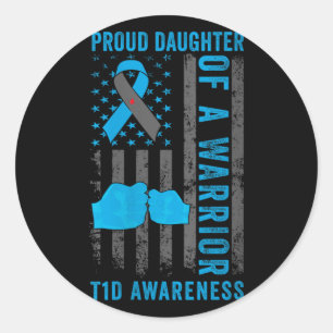 Sticker Rond Fier Fille Fille De Fille D'Un Guerrier T1D Type 1