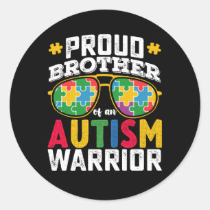 Sticker Rond Fier Frère D'Une Famille De Guerriers Autistes