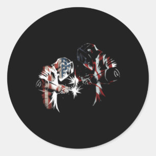 Sticker Rond Fier Galet Américain Drapeau Américain Patriotique