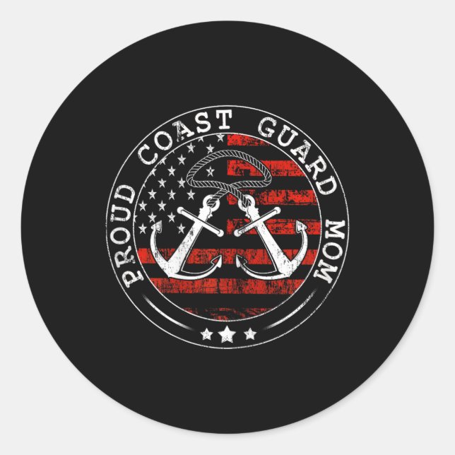 Sticker Rond Fier Garde Côtière Maman Us Militaire Chemise Mère (Devant)