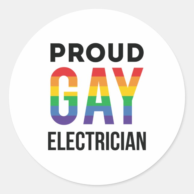 Sticker Rond Fier Gay Electrician LGBTQ Pride Mois (Devant)