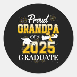 Sticker Rond Fier Grand-Père D'Un Cl De 2025 Graduate Grand-Pèr