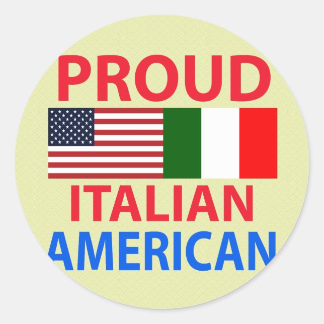 Sticker Rond Fier Italien Américain (Devant)