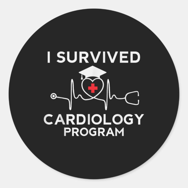 Sticker Rond Fier J'Ai Survécu Au Programme De Cardiologie Infi (Devant)
