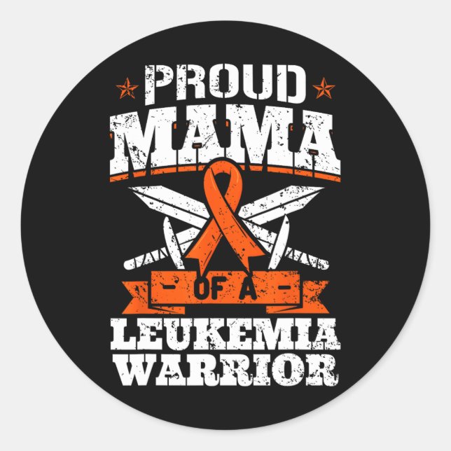 Sticker Rond Fier Mama D'Une Leucémie Guerrier Mère Sensibilisa (Devant)