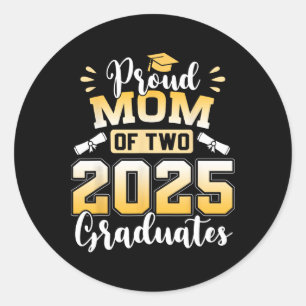 Sticker Rond Fier Maman De Deux 2025 Diplômés Senior Maman Cl D