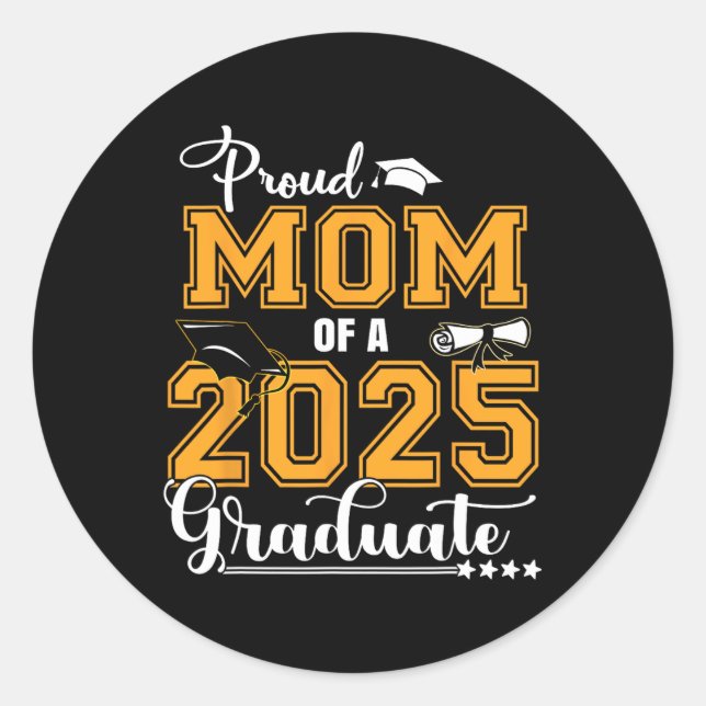 Sticker Rond Fier Maman D'Un Cl De 2025 Diplômé 1 (Devant)