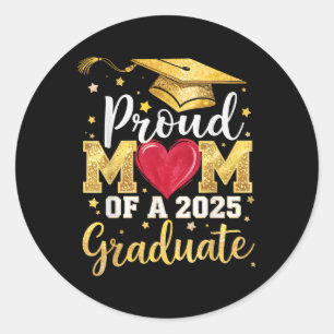 Sticker Rond Fier Maman D'Un Cl De 2025 Gradué 2025 Senior Mama