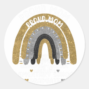 Sticker Rond Fier Maman D'Un Diplômé De L'École Primaire Rainbo