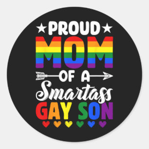 Sticker Rond Fier Maman D'Un Fils Gay Intelligent Lgbtq Pride F