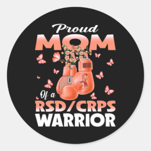 Sticker Rond Fier Maman D'Un Rsd Crps Warrior Awareness Boxe G