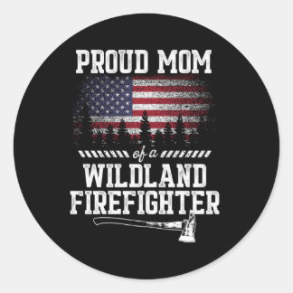 Sticker Rond Fier Maman Wildland pompier