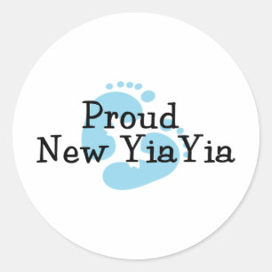Sticker Rond Fier New Yiayia Baby boy Empreintes