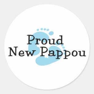 Sticker Rond Fier nouveau bébé Pappou Empreintes pour bébés