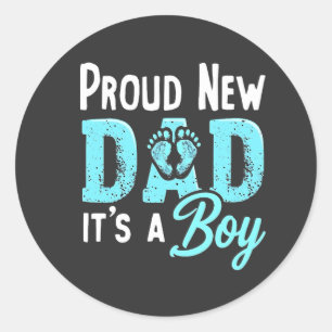 Sticker Rond Fier Nouveau Papa C'est un garçon Genre Révéler Pa