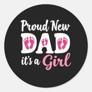 Sticker Rond Fier Nouveau Père C'est une fille Genre Révéler Pa