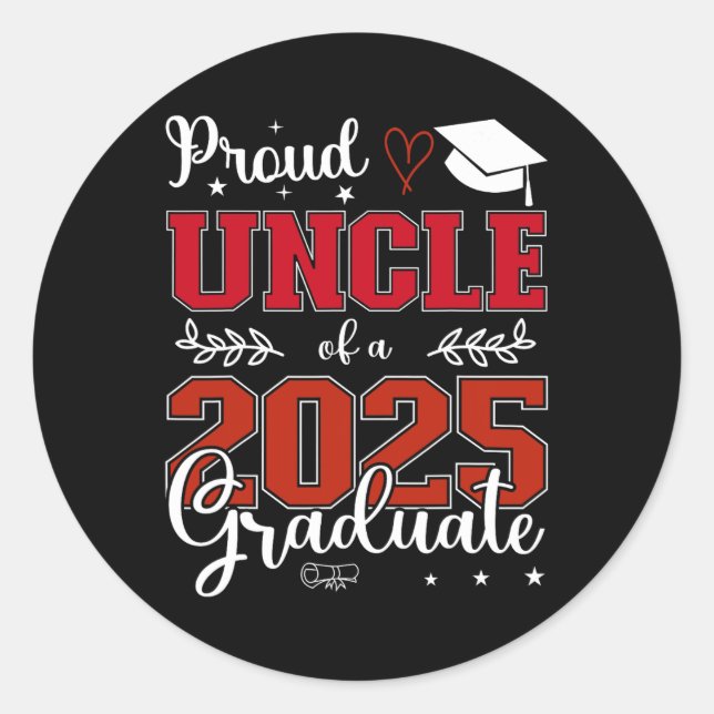 Sticker Rond Fier Oncle D'Un Cl De 2025 Diplômé Pour Diplôme (Devant)