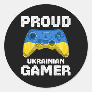 Sticker Rond Fier orgueilleux ukrainien jeux vidéo drapeau ukra