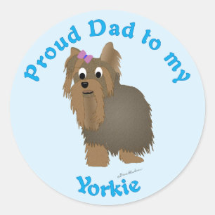 Sticker Rond Fier papa à mon Yorkie