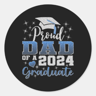 Sticker Rond Fier Papa De 2024 Diplômé Awesome Family College