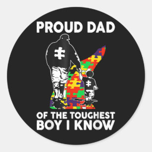 Sticker Rond Fier Papa Du Garçon Le Plus Touché Que Je Connais