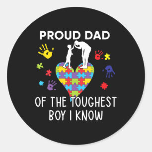 Sticker Rond Fier Papa Du Garçon Le Plus Touché Que Je Connais