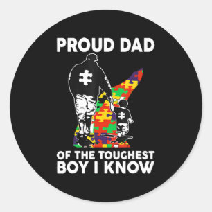 Sticker Rond Fier Papa Du Garçon Le Plus Touché Que Je Connais